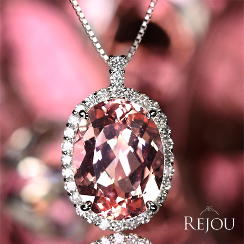 モルガナイト 9.4ct ダイヤモンド 0.6ct プラチナ ネックレス【品質
