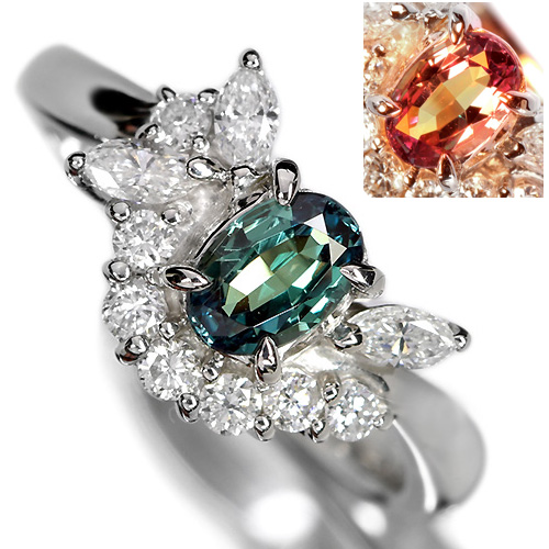 ブラジル産アレキサンドライト0.5ct ダイヤモンド0.4ct プラチナ
