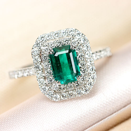 コロンビア産エメラルド 約1ct ダイヤモンド プラチナ リング（指輪