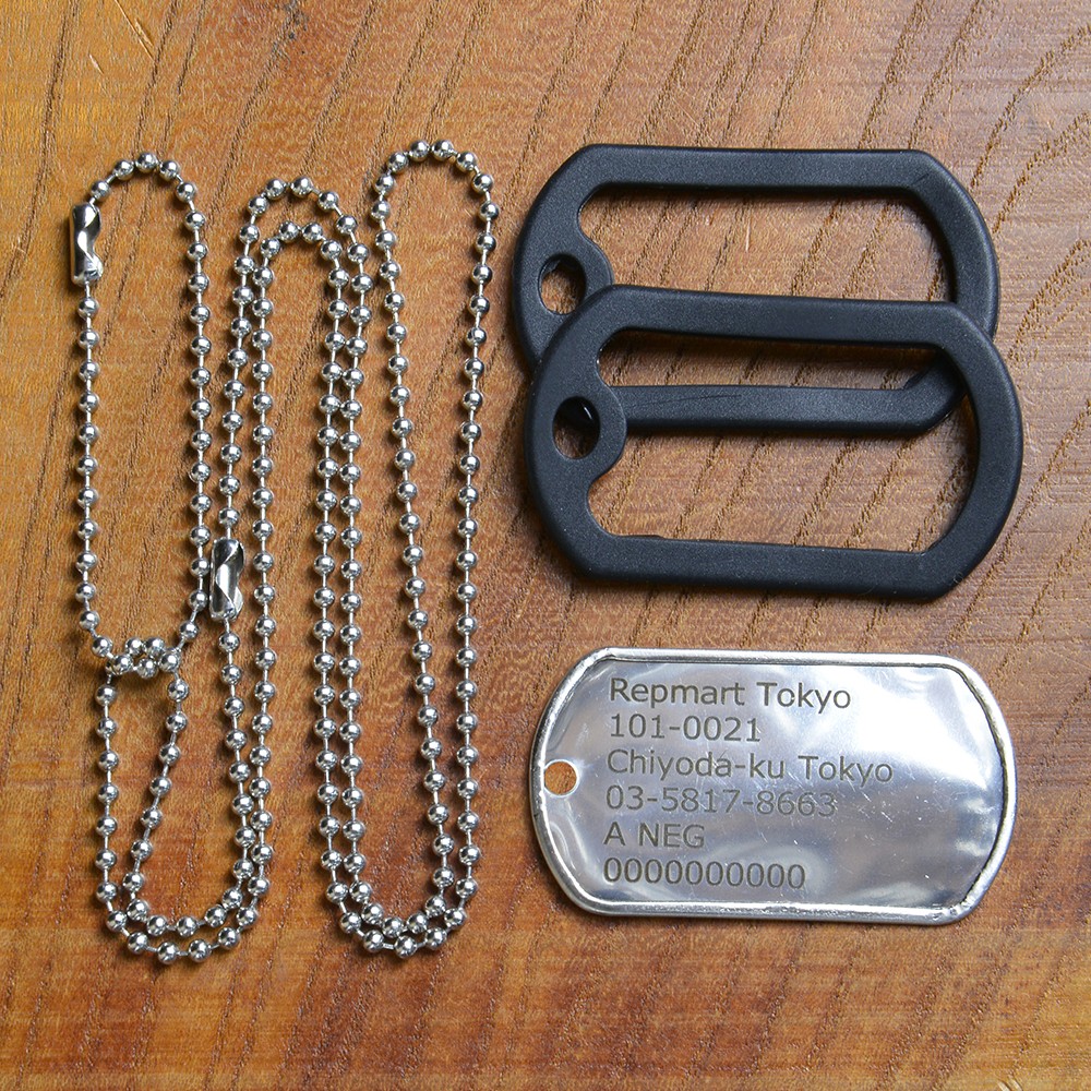 米軍仕様 ステンレス製 ドッグタグ フルセット レーザー刻印付 加工