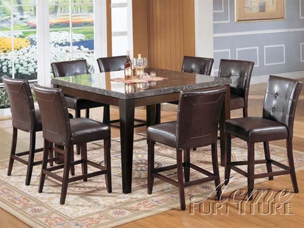 Danville 9 Piece Marble Top Counter Height Table Set in Espresso