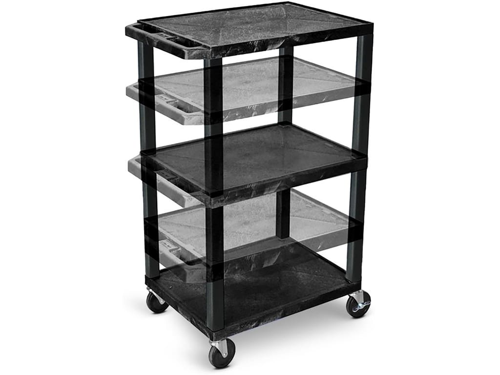 Luxor WT1642E - 3-Shelf Multi-Height AV Cart | Touchboards