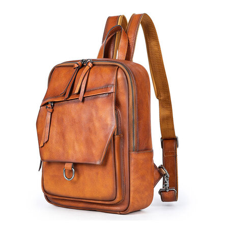 Whatna アンティーク風合い鞣し天 然 牛 革 ワンショルダーメンズ 3way