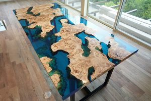 海の様なブルーのレジンテーブル納品させていただきました！ | レジン