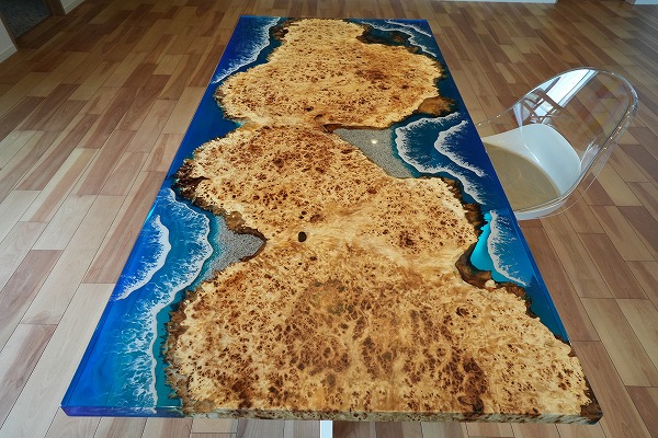 Oceanレジンテーブルを倉庫でオーダー！～岐阜県から旅行を兼ねて