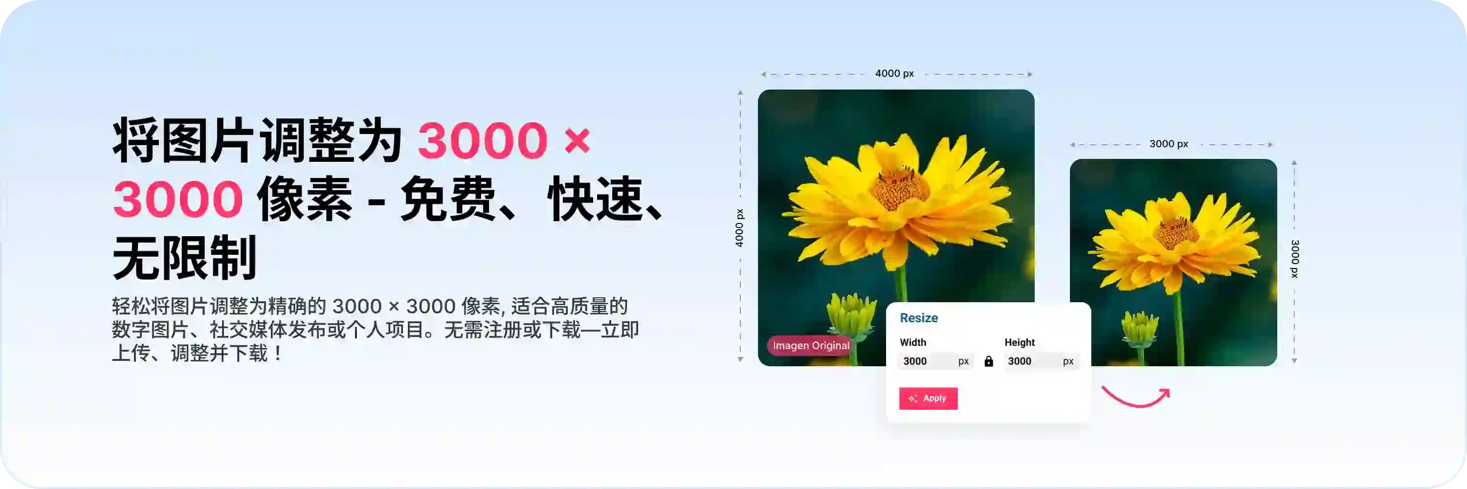 3000 x 3000 像素图片转换器｜像素尺寸调整工具