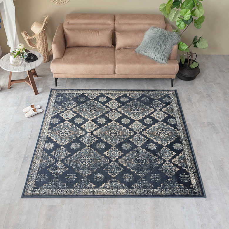 ラグ ペルシャ風 ラグマット 約185×185cm オリエンタル柄 ウィルトン