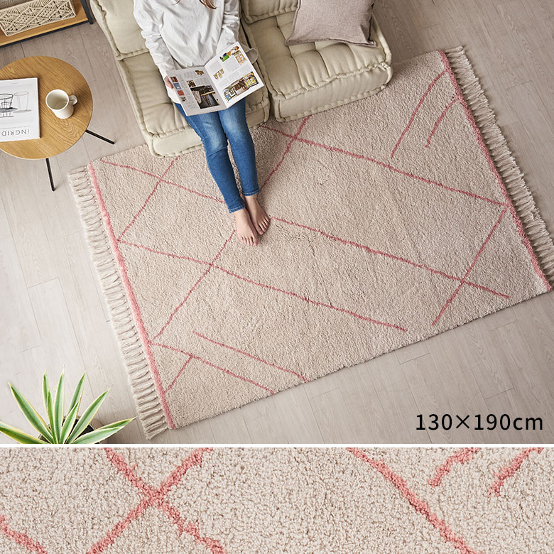 ラグ ラグマット 約 185×185cm ベニオワレン風 正方形 滑り止め 付き