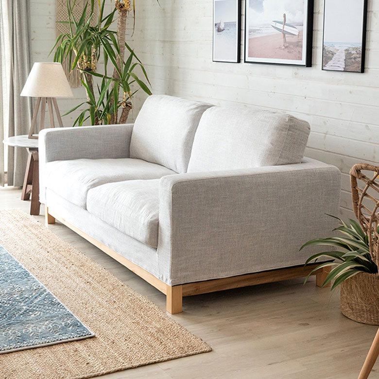 ソファ 2人掛け 木製 ファブリック カバーリング W 181 × D 90 cm