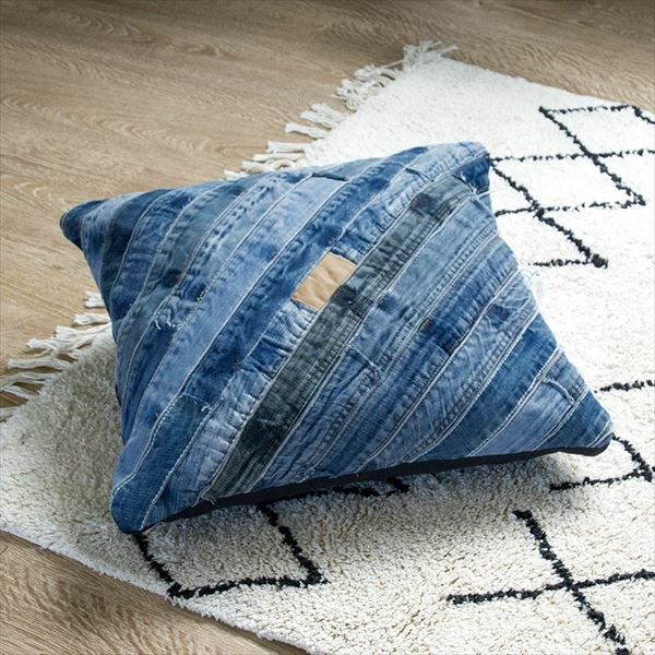 ヌードクッション付き 】パッチワーク デニムクッション 45角 45×45cm