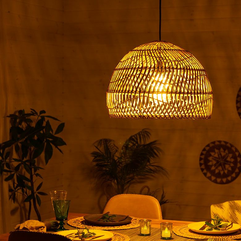 ランプシェード ペンダントライト 照明 ラタン 籐 1灯 口金E26 60W LED