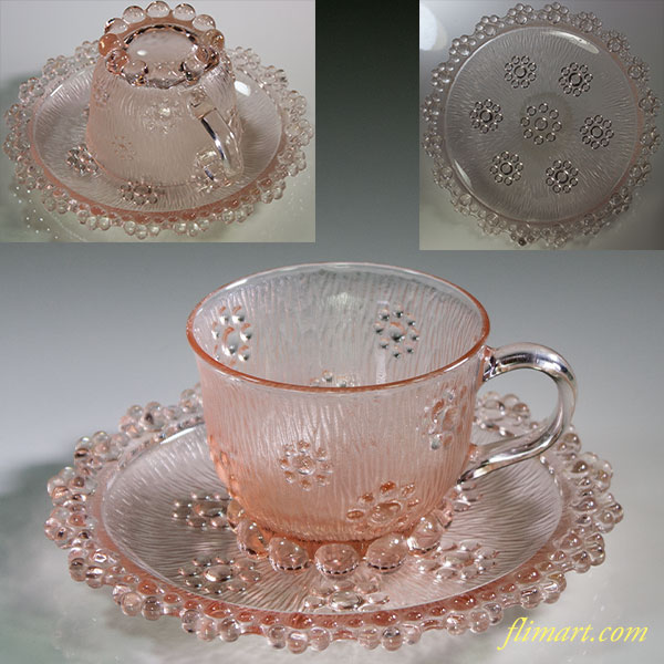 ピンクガラスカップ＆ソーサー : 昭和レトロポップ食器雑貨通販