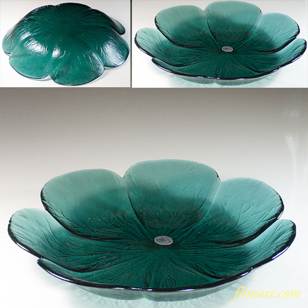 カメイガラス白菜藍ガラス大皿 : 昭和レトロ食器雑貨通販サイト