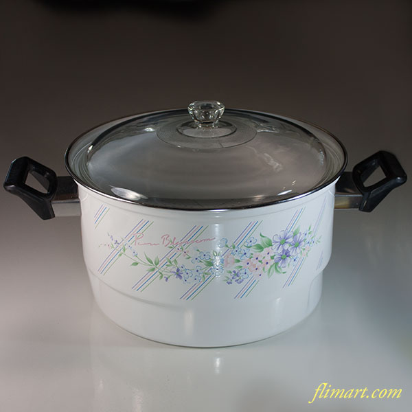 ホーロー両手鍋蒸し器花柄R6253 : 昭和レトロ食器雑貨通販サイト