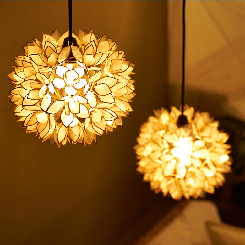 アジアン 照明 カピスシェルペンダントライト ホワイト色 おしゃれ