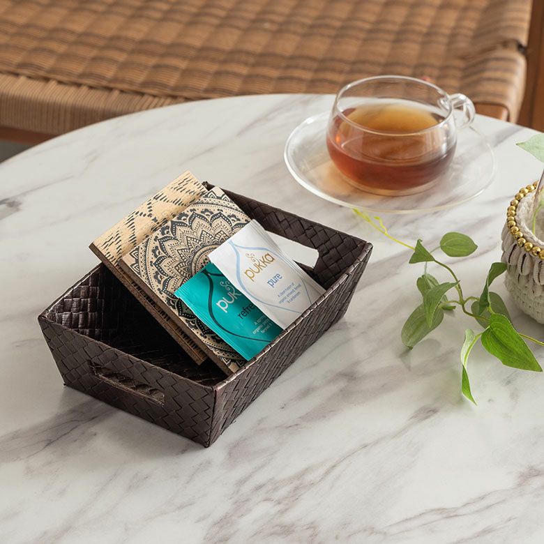 パンダンで出来た持ち手付きバスケットトレイ S 2色展開 小物入れ