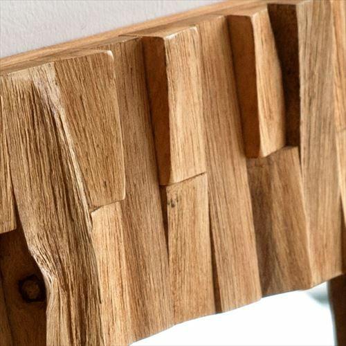 ミラー 壁掛け 木製 フレーム 木枠 正方形 チークウッド ナチュラル L