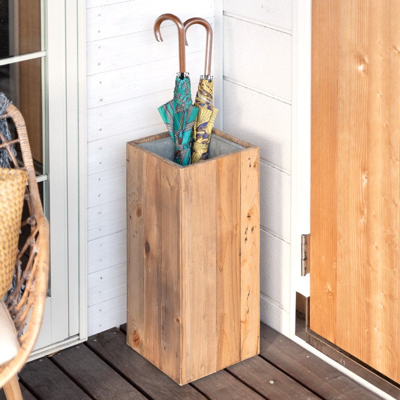 傘立て スリム角型 古木風仕上げ 木製 幅24.5cm Botanique ボタニーク