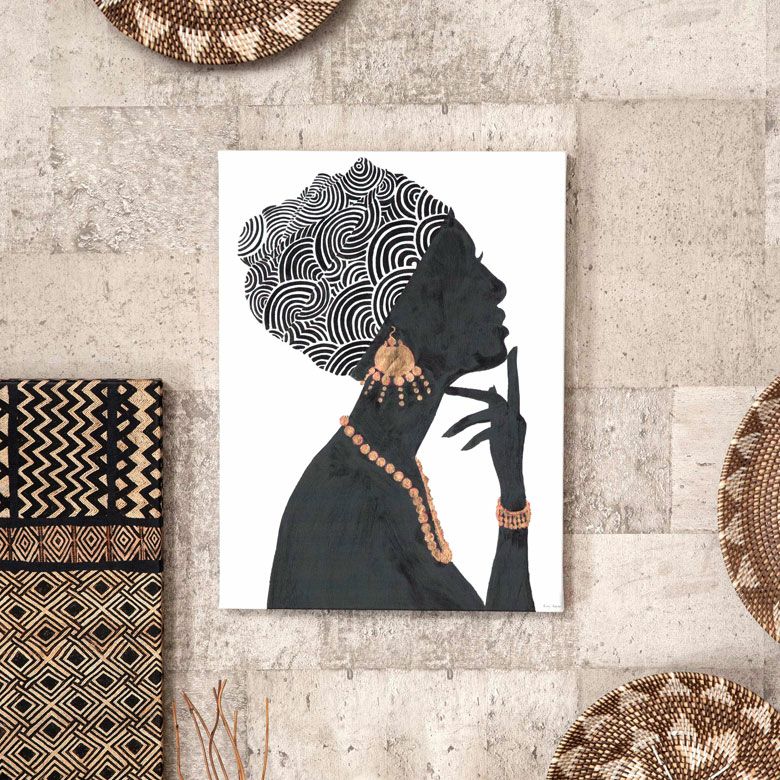 アートパネル 女性 横向き キャンパス 幅37.5cm 高さ50cm アフリカン
