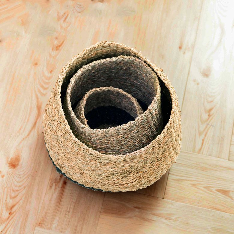 プランターカバー ゴミ箱 バスケット かご シーグラス Mサイズ バイ