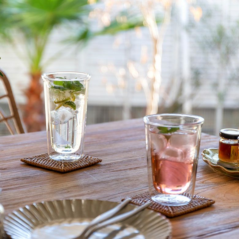 グラス ダブルウォール 耐熱ガラス 340ml 2層構造 クリア [90388