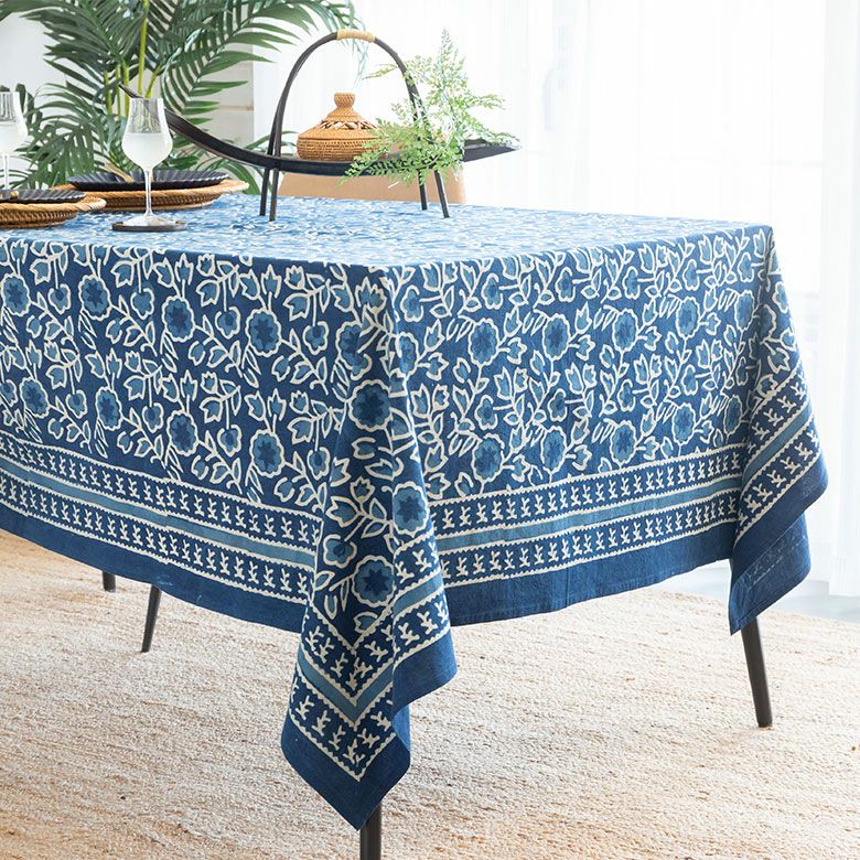 テーブルクロス インド ブロック プリント 柄 綿 コットン W 150cm D