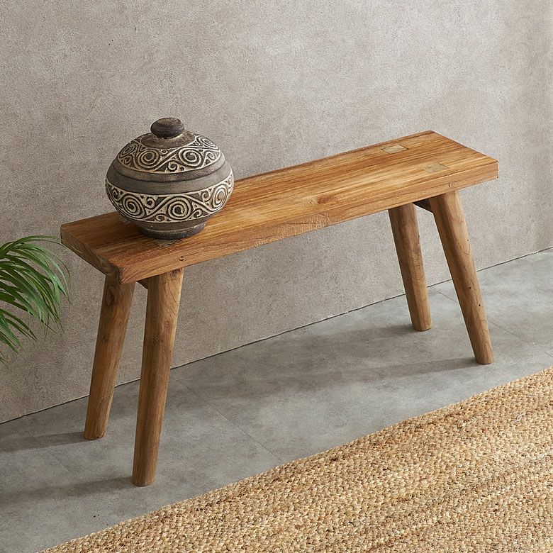 ベンチ ウッドベンチ 古材 チーク ウッド 約 W 75.5 × D 20 × H 39 cm