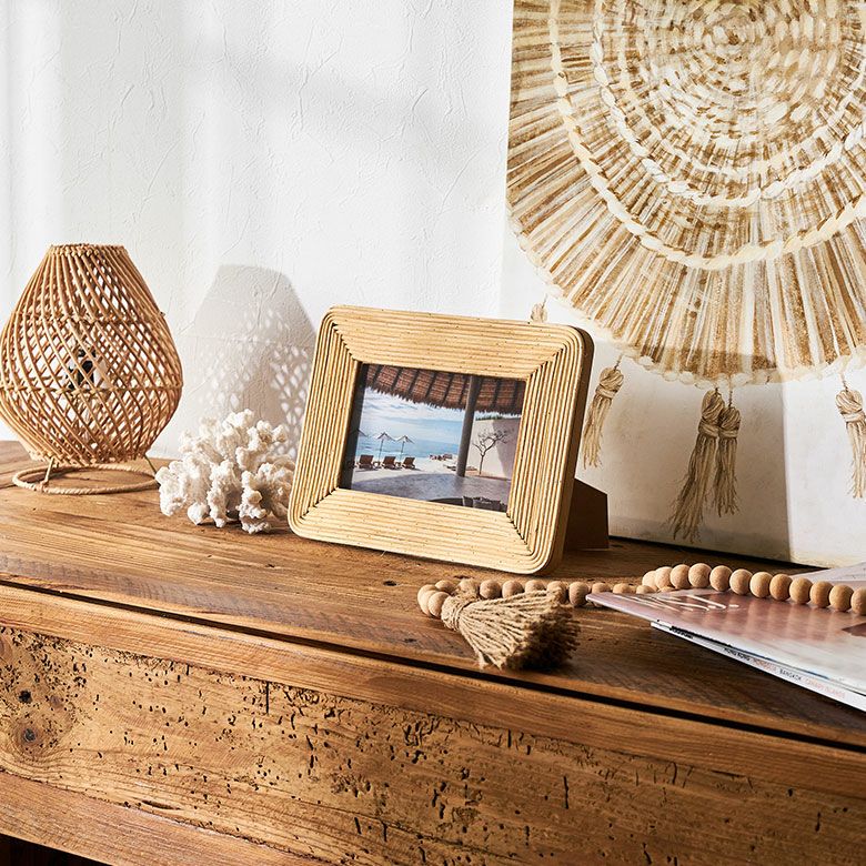 フォトフレーム 写真立て ラタン製 天然素材 縦置き 横置き L判 ポスト