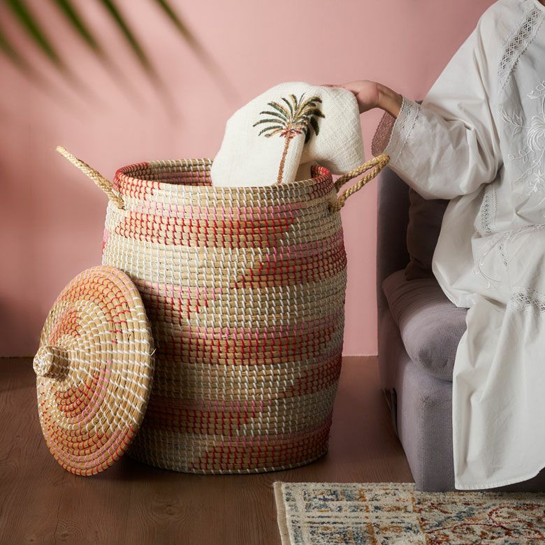 バスケット ふた付き 持ち手付き かごバスケット シーグラス 約 W 41cm