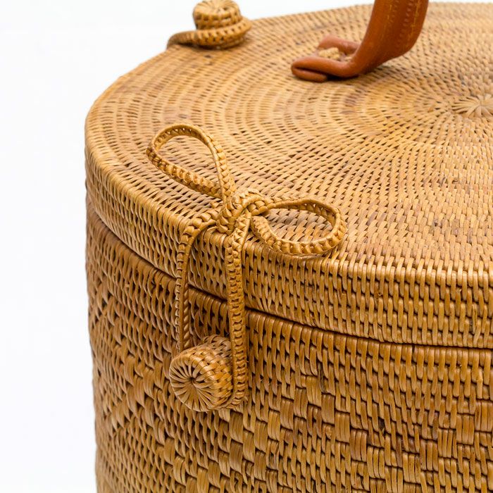 アタで編まれた 3段ランチバッグ カゴバッグ おしゃれ 収納バスケット