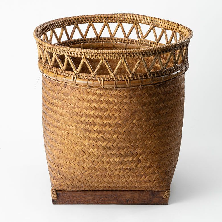 バスケット かご 約 20L 8号 Lサイズ ラタン バンブー 籐 竹 深型 約 W