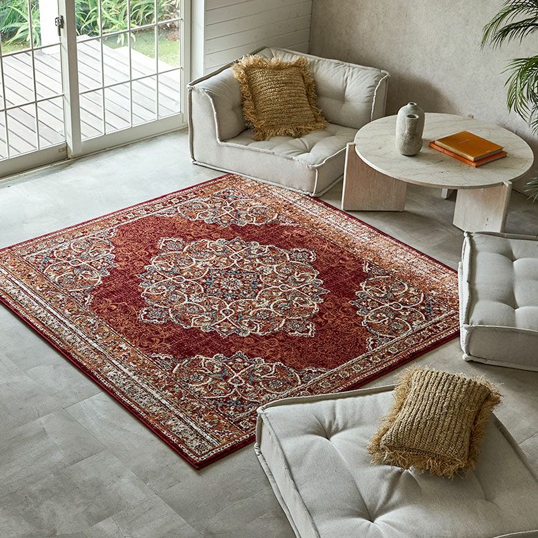 ラグ ラグマット 約 185×185cm 正方形 エジプト製 ペルシャ 絨毯風