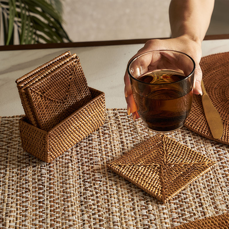 アタ製コースター6枚セット[四角形][収納ケース付き][2517]【正方形