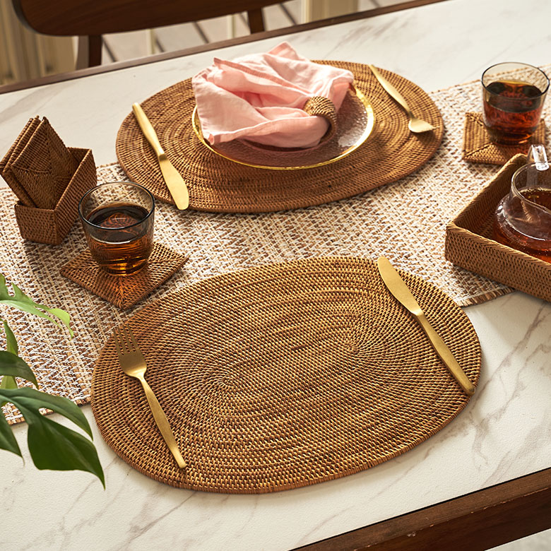 アタ製ランチョンマット 40×30cm[オーバル型][2605]【ランチョンマット