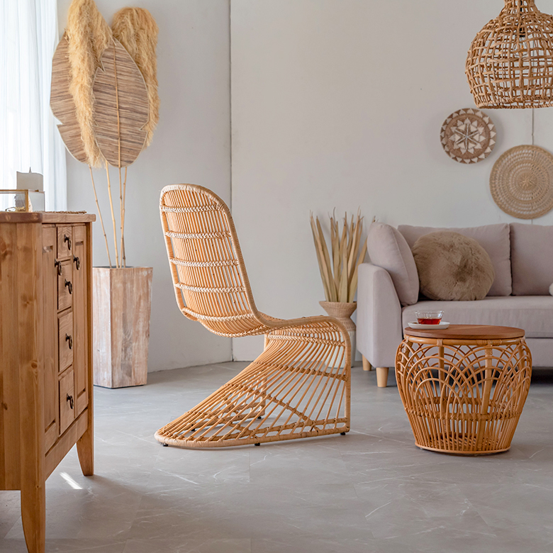 チェア ラタンチェア ラタン 籐 スチール 1脚 ナチュラル ベージュ 約