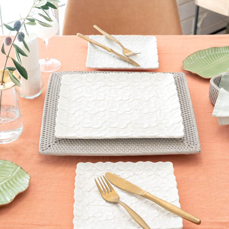 プレートトレイ アンダープレート プレート トレイ ラタン 籐 ホワイト