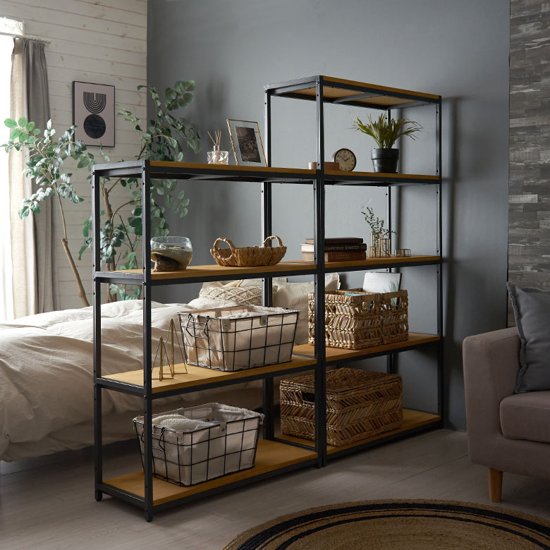 オープンラック 幅84cm 4段 W 84 × D 33× H 120cm 無垢 木製 ウッド