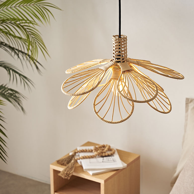 ペンダントライト ランプシェード ラタン 籐 1灯 口金E26 60W LED 対応