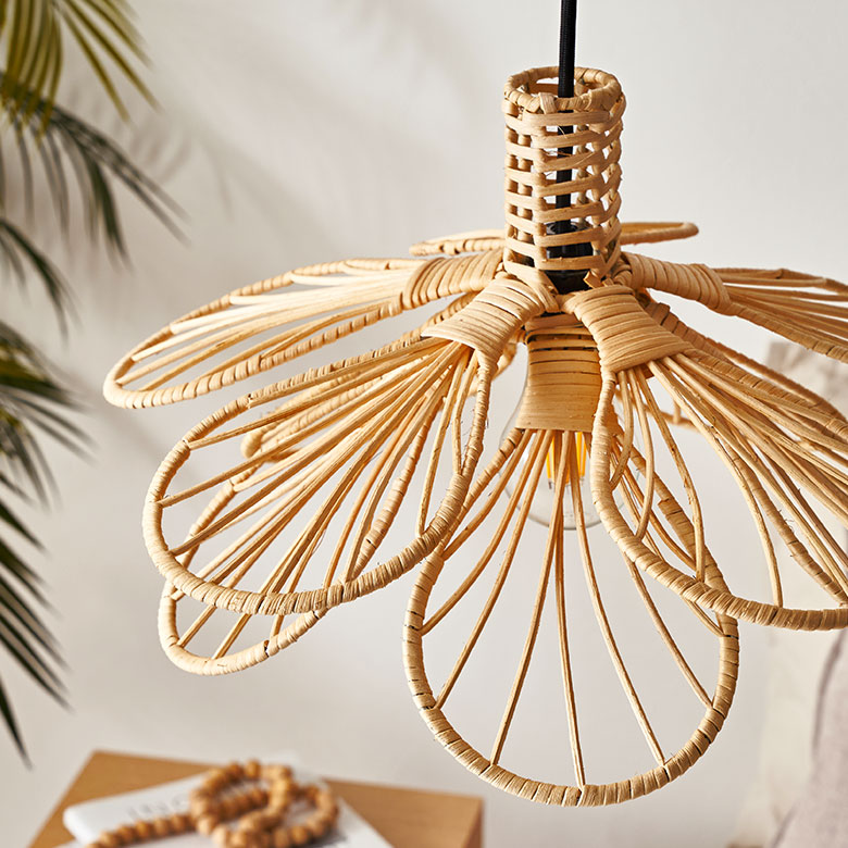 ペンダントライト ランプシェード ラタン 籐 1灯 口金E26 60W LED 対応