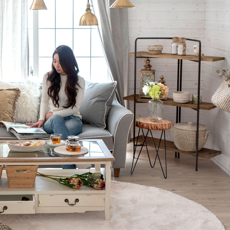 シェルフ アイアン 木製 幅90cm 高さ118cm [92133]【 3段 棚 ラック