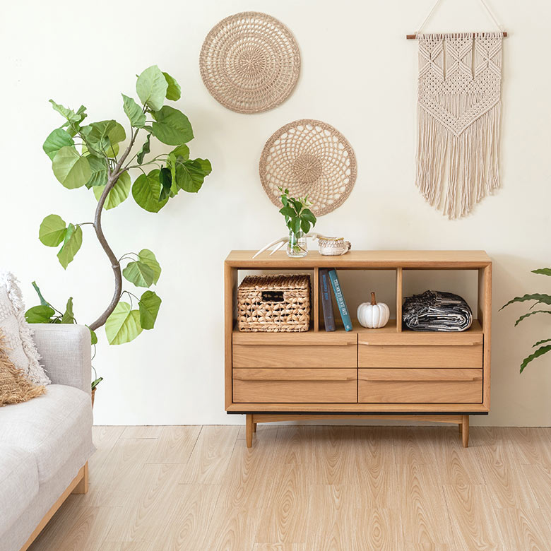 チェスト 木製 引き出し 4杯 オープンタイプ W 100 × D 34 × H 72 cm