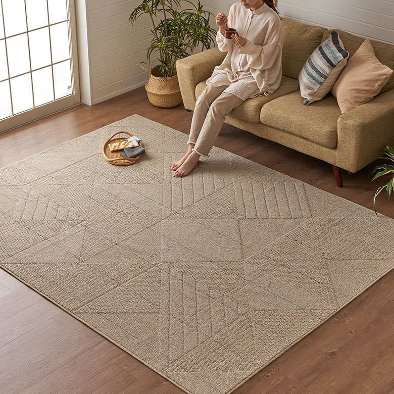 ラグ ラグマット 日本製 国産 185×240cm アイボリー グレー 丸洗い可