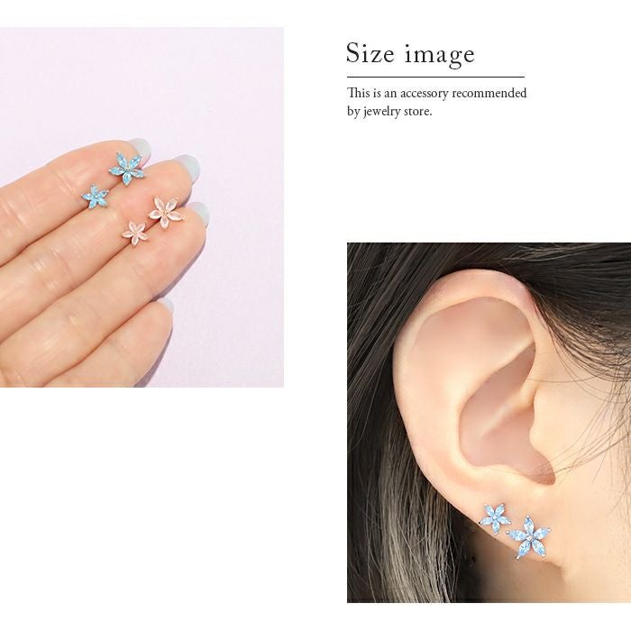CZフラワージュエルピアス（ブルー・ピンク）｜ボディピアス凛【公式】