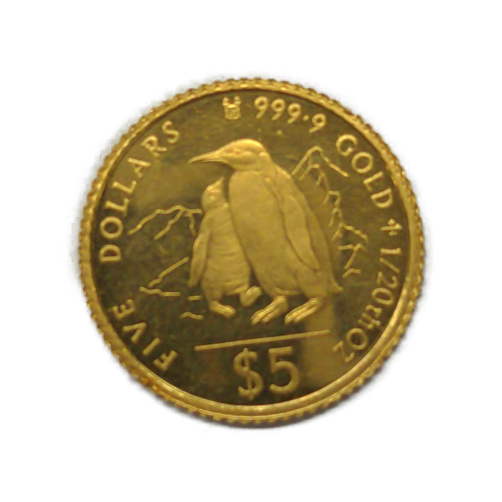 本日のクック諸島 1/20oz エリザベス女王2世ペンギン5ドル金貨 K24