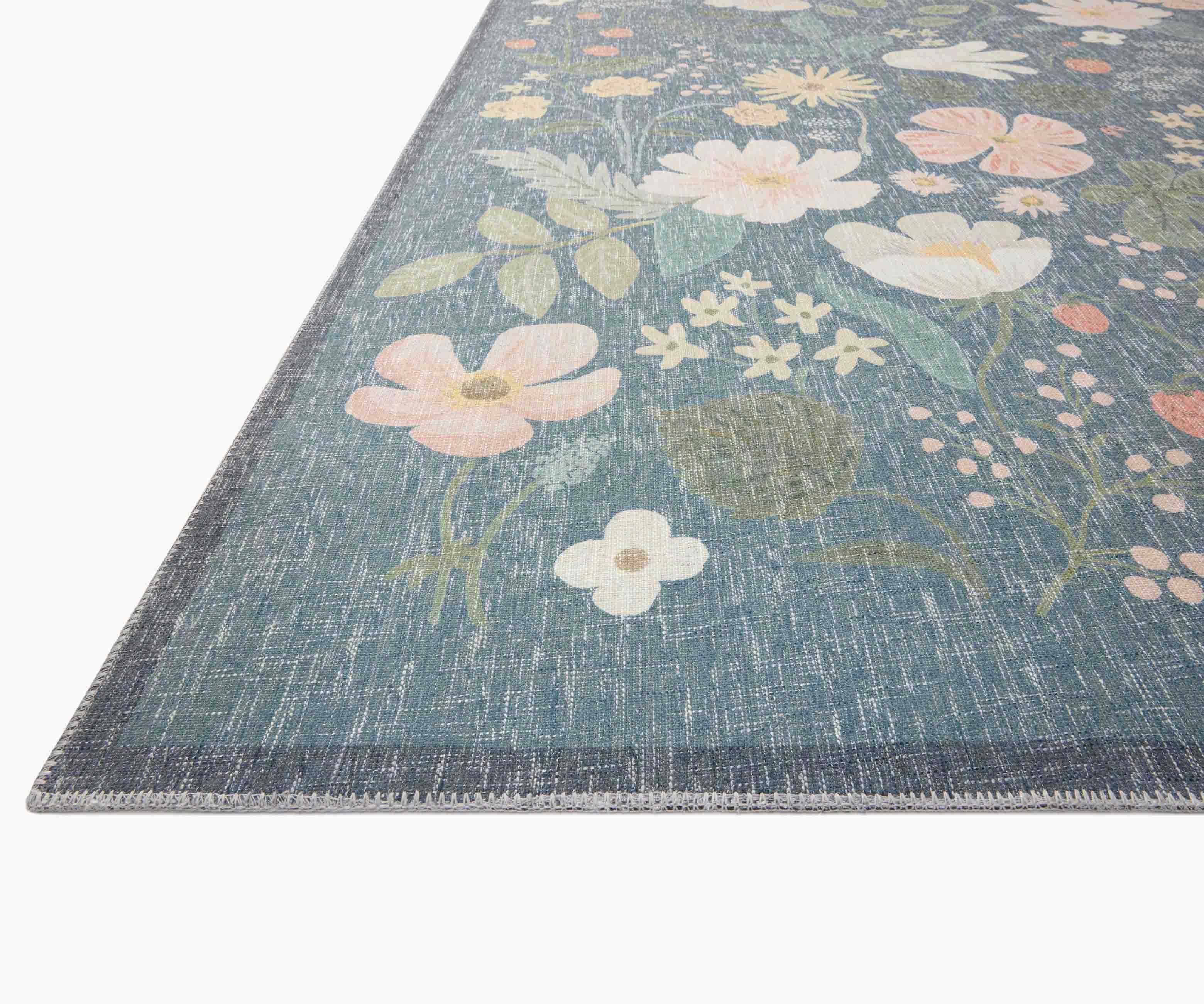 Cotswolds Strawberry Fields Power Loomed Rug - Teal – Rifle Paper Co