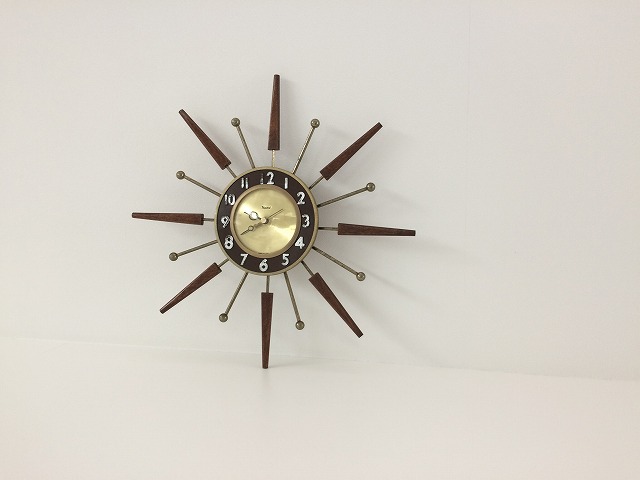 レア!! ビンテージ 1960's UNITED社製 サンバーストクロック ミッド