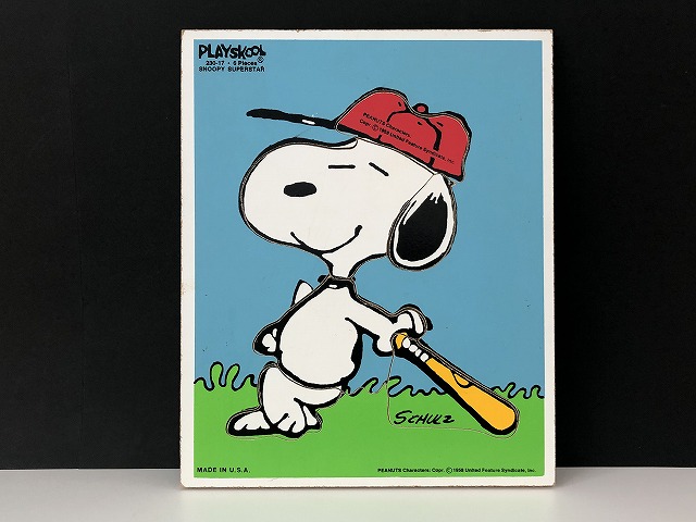 1970's スヌーピー 野球 ベースボール PLAYSKOOL ウッドパズル