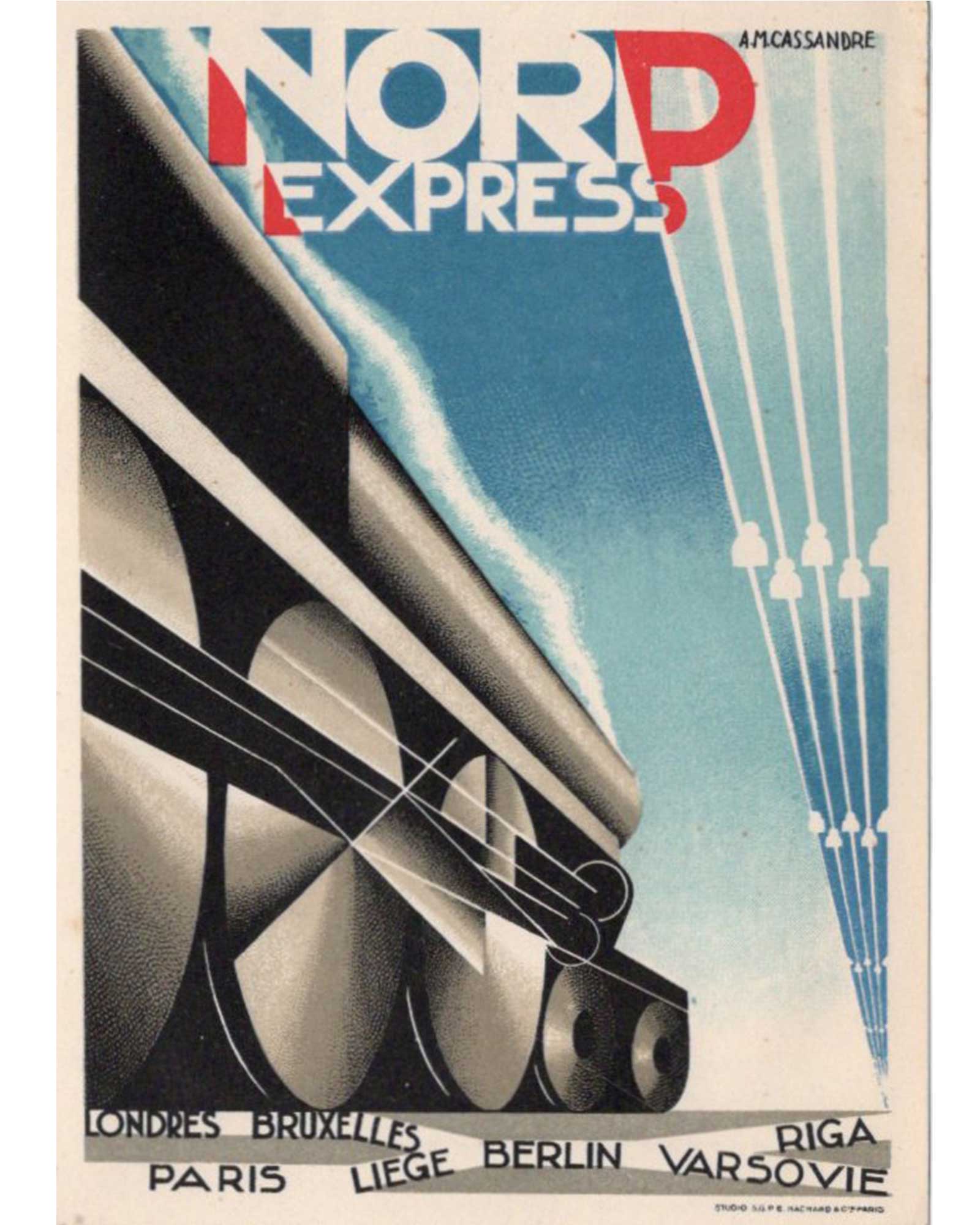 アドルフ・ムーロン・カッサンドル《ノール・エクスプレス》時刻表付き
