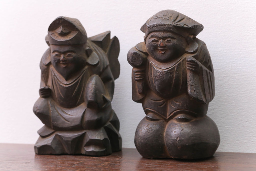 両親が遺した骨董品の木彫り人形(恵比寿・大黒像) | 買取実績 | 骨董品