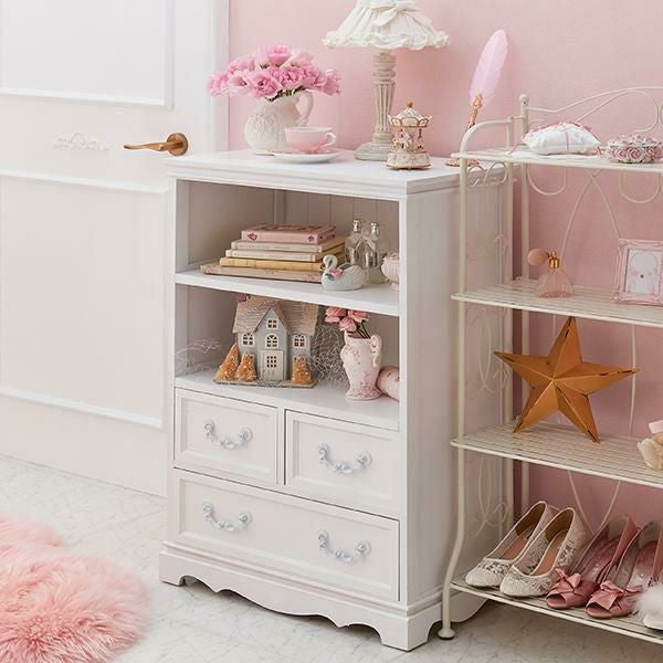 直送】引出付きラック/Neige(ネージュ)｜かわいいお姫様インテリア家具
